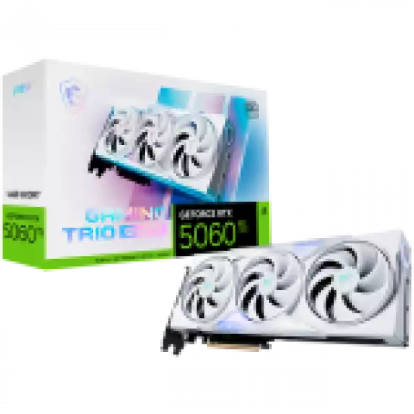 MSI Video Card NVIDIA GeForce RTX 5060 Ti 16G GAMING TRIO OC WHITE, 16GB GDDR7, 128-bit, 2662 MHz Boost, 4608 CUDA Cores, PCIe 5.0 (x8), 3x DP 2.1b, HDMI 2.1b, RAY TRACING, Triple Fan, 180W TDP, 16-pin PCIe 5.0 (12V-2x6), G-SYNC, 2.25-Slot, 3Y MSI Video Card NVIDIA GeForce RTX 5060 Ti 16G GAMING TRIO OC WHITE, 16GB GDDR7, 128-bit, 2662 MHz Boost, 4608 CUDA Cores, PCIe 5.0 (x8), 3x DP 2.1b, HDMI 2.1b, RAY TRACING, Triple Fan, 180W TDP, 16-pin PCIe 5.0 (12V-2x6), G-SYNC, 2.25-Slot, 3Y
