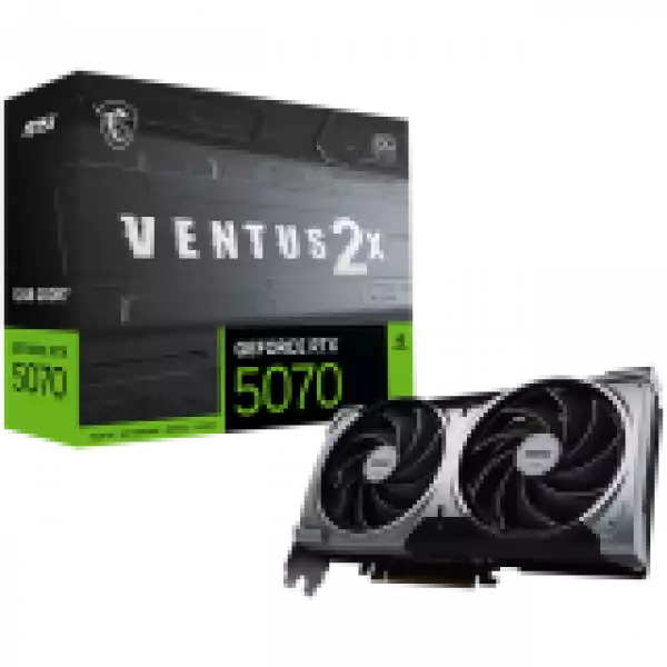 MSI Video Card Nvidia GeForce RTX 5070 12G VENTUS 2X OC, 12GB GDDR7, 192bit, Effective Memory Clock: 28000MHz, Boost: 2542 MHz, 6144 CUDA Cores, PCIe 5.0, 3x DP 2.1b, HDMI 2.1b, RAY TRACING, Dual Fan, 1x16pin, 650W Recommended PSU, 3Y MSI Video Card Nvidia GeForce RTX 5070 12G VENTUS 2X OC, 12GB GDDR7, 192bit, Effective Memory Clock: 28000MHz, Boost: 2542 MHz, 6144 CUDA Cores, PCIe 5.0, 3x DP 2.1b, HDMI 2.1b, RAY TRACING, Dual Fan, 1x16pin, 650W Recommended PSU, 3Y