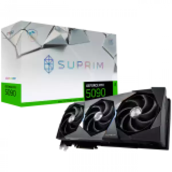 MSI Video Card Nvidia GeForce RTX 5090 32G SUPRIM SOC (32GB GDDR7/512bit, PCI-E Gen 5 x16, 3xDP, 1xHDMI, Recommended PSU 1000W, 3 fans)