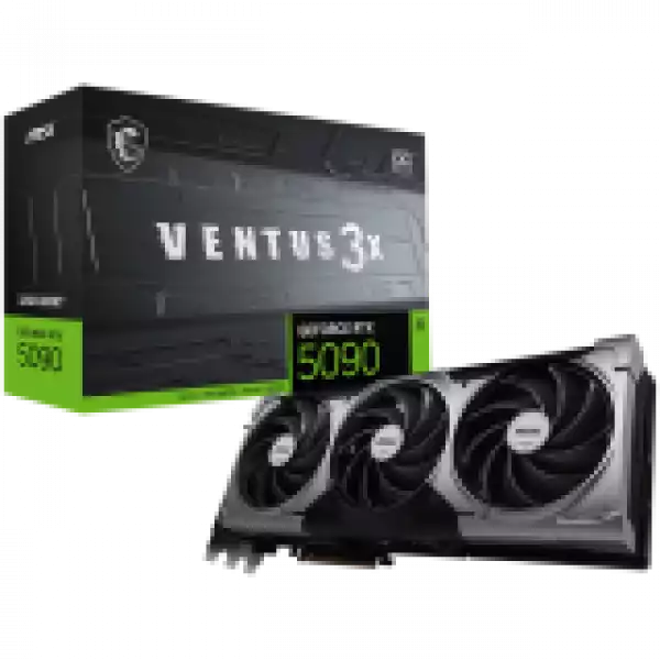 MSI Video Card Nvidia GeForce RTX 5090 32G VENTUS 3X OC, 32GB GDDR7, 512bit, Effective Memory Clock: 28000MHz, Boost: 2437 MHz, 21760 CUDA Cores, PCIe 5.0, 3x DP 2.1b, HDMI 2.1b, RAY TRACING, Triple Fan, 1x16pin, 1000W Recommended PSU, 3Y