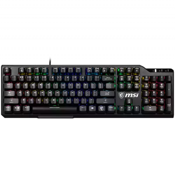 MSI VIGOR GK41 LR US Gaming Keyboard, Black, 6 fixed color LEDs in 10 different lighting zones, 6+N Key Rollover & Anti-ghosting, Hotkeys for Rapid Control, 3 Adjustable Keyboard Angles