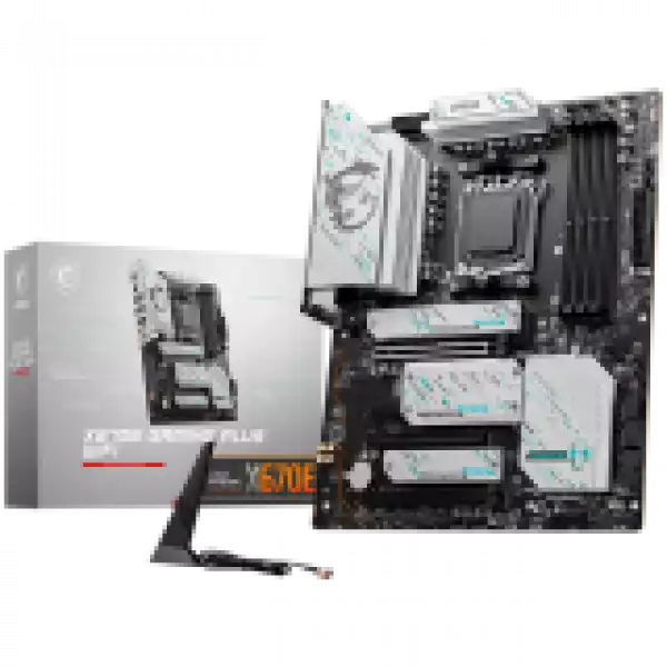 MSI X670E GAMING PLUS WIFI, ATX, Socket AM5, AMD x670 4 x DDR5 UDIMM Dual Channel up to 7800+(OC)MHz, 1x PCIe 4.0/3.0 x16 slot, 4x M.2 slots, 4x USB 3.2 Gen 1 ,4x USB 2.0, 1x HDMI, 1x DP, WiFi, BT, 2.5G LAN, 7.1 Audio, 3y warranty