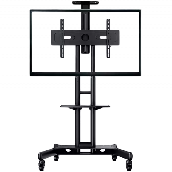 ONKRON Mobile TV Stand for 40-70” TVs with Wheels Shelves Height Adjustable Rolling TV Cart, Black