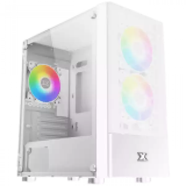 Xigmatek Oreo Arctic White EN47772, M-ATX, USB3.0x1+USB2.0x2, Meshed Grill FP, Left TG, 3PCS X24F Arctic Fixed RGB Fan