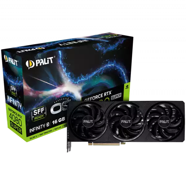 Palit GeForce RTX 4080 SUPER Infinity 3 OC, 16GB GDDR6X, 256 bit, 1x HDMI 2.1a, 3x DP 1.4a, 3 Fan, 1x 16-pin power connector, PCI-E 4.0, 294 x 116 x 49.5 mm, recommended PSU 850W, NED408SS19T2-1032S Palit GeForce RTX 4080 SUPER Infinity 3 OC, 16GB GDDR6X, 256 bit, 1x HDMI 2.1a, 3x DP 1.4a, 3 Fan, 1x 16-pin power connector, PCI-E 4.0, 294 x 116 x 49.5 mm, recommended PSU 850W, NED408SS19T2-1032S