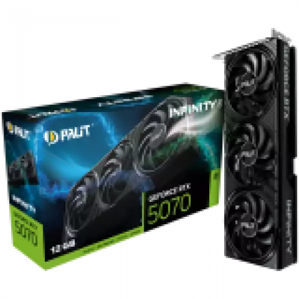 PALIT GeForce RTX 5070 Infinity 3 12GB GDDR7 192 bit, 1x HDMI 2.1b, 3x DP 2.1b, 3 Fan, 1x 16-pin pwr connector, 650W, board size 291.9 x 116.6 x 41.3 mm, NE75070019K9-GB2050S PALIT GeForce RTX 5070 Infinity 3 12GB GDDR7 192 bit, 1x HDMI 2.1b, 3x DP 2.1b, 3 Fan, 1x 16-pin pwr connector, 650W, board size 291.9 x 116.6 x 41.3 mm, NE75070019K9-GB2050S