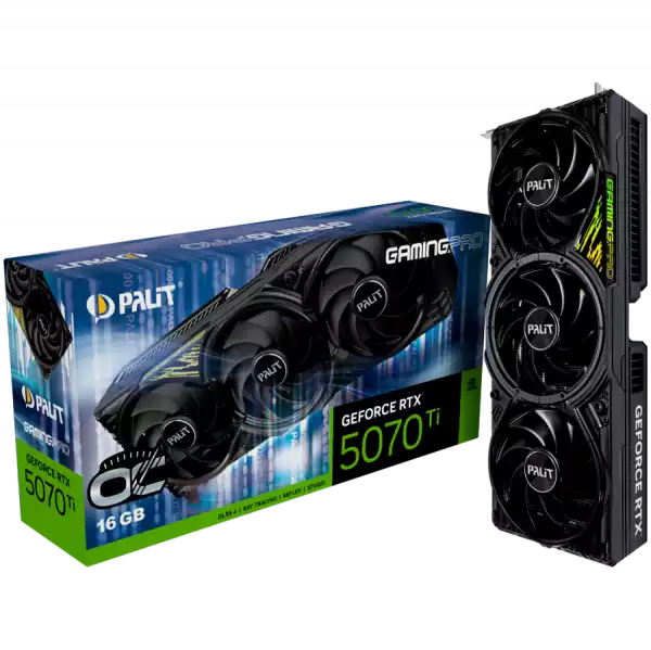 PALIT GeForce RTX 5070 Ti GamingPro OC V1 16GB GDDR7 256 bit, 1x HDMI 2.1b, 3x DP 2.1b, 3 Fan, 2x 8-pin pwr connector, 750W, 331.9 x 127 x 60 mm, NE7507TS19T2-GB2031Y PALIT GeForce RTX 5070 Ti GamingPro OC V1 16GB GDDR7 256 bit, 1x HDMI 2.1b, 3x DP 2.1b, 3 Fan, 2x 8-pin pwr connector, 750W, 331.9 x 127 x 60 mm, NE7507TS19T2-GB2031Y