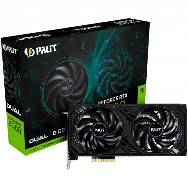Palit RTX 4060 Dual 8GB GDDR6, 128 bits, 1x HDMI 2.1, 3x DP 1.4a, two fan, 1x 8-pin Power connector, recommended PSU 600W, NE64060019P1-1070D Palit RTX 4060 Dual 8GB GDDR6, 128 bits, 1x HDMI 2.1, 3x DP 1.4a, two fan, 1x 8-pin Power connector, recommended PSU 600W, NE64060019P1-1070D