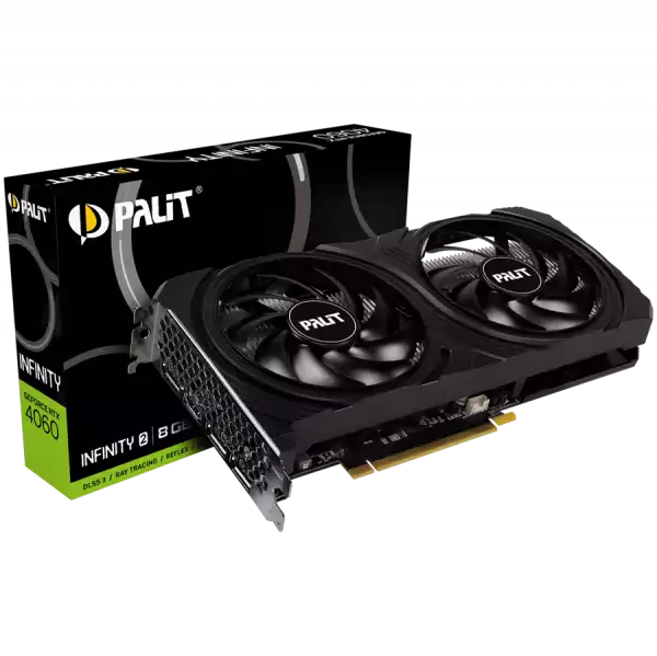 Palit RTX 4060 Infinity 2 8GB GDDR6, 128 bits, 1x HDMI 2.1, 3x DP 1.4a, two fan, 1x 8-pin Power connector, recommended PSU 600W, NE64060019P1-1070L