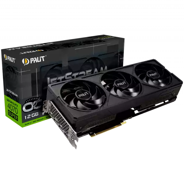 Palit RTX 4070 Super JetStream OC 12GB GDDR6X, 192 bit, 1x HDMI 2.1a, 3x DP 1.4a, 3 fan, 1x 16-pin or 2x 8-pin Power connector, recommended PSU 750W, NED407ST19K9-1043J Palit RTX 4070 Super JetStream OC 12GB GDDR6X, 192 bit, 1x HDMI 2.1a, 3x DP 1.4a, 3 fan, 1x 16-pin or 2x 8-pin Power connector, recommended PSU 750W, NED407ST19K9-1043J
