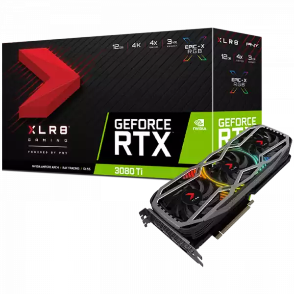 PNY Video Card NVIDIA GeForce RTX 3080Ti 12GB XLR8 Gaming REVEL EPIC-X RGB, GDDR6X 384bit, 1665MHz / 912 GBps, DP 4x, HDMI, 3 RGB Fan, 3 slot
