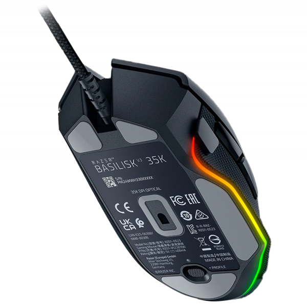 Razer Basilisk V3 35K Gaming Mouse, Black, Focus Pro 35K Optical Sensor Gen-2, Optical Mouse Switches Gen-3, Razer™ Speedflex Cable, 4-Way Razer™ HyperScroll Tilt Wheel, 35K DPI