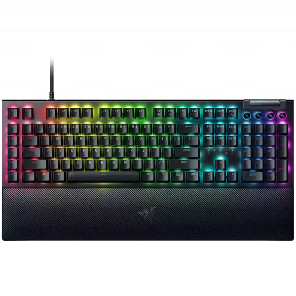 Razer BlackWidow V4 Mechanical Gaming Keyboard, US Layout, Green Switch, Razer Chroma™ RGB, 6 Macro Keys, Lubricated Stabilizers, Media Keys, Magnetic Wrist Rest, Up to 8000 Hz Polling Rate, Detachable Type C Cable