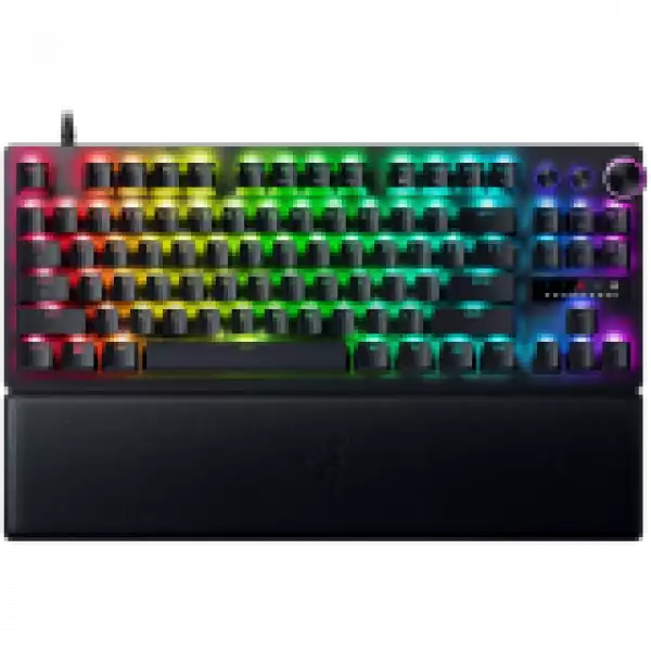 Razer Huntsman V3 Pro Tenkeyless, Gaming keyboard, Analog Optical Switch gen2, Razer Chroma RGB, Magnetic Firm Leatherette Wrist Rest, Multi-function Dial with 3 dedicated button, Detachable Type C Cable, 1000 Hz Polling Rate, Brushed Aluminum Alloy