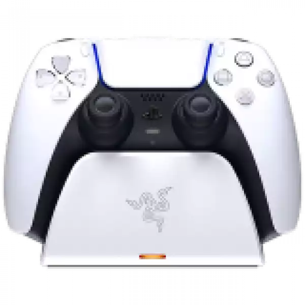 Razer Quick Charging Stand for PS5 - White, Quick Charge, Curved Cradle Design, Matches Your PS5 DualSense Wireless Controller, Powered by USB (Controller not included)
