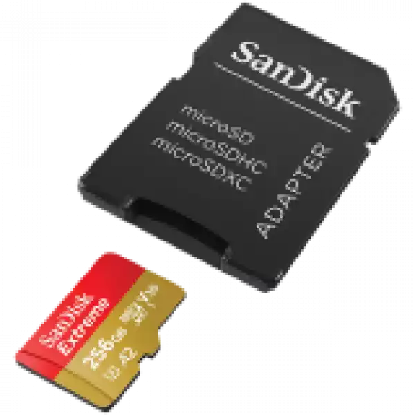 SANDISK Extreme microSDXC 256GB + SD Adapter + 1 year RescuePRO Deluxe up to 190MB/s & 130MB/s Read/Write speeds A2 C10 V30 UHS-I U3