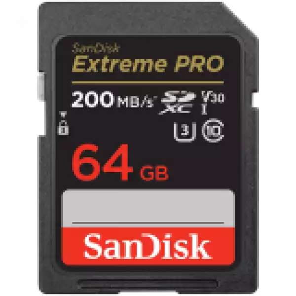 SANDISK Extreme PRO 64GB SDXC Memory Card + 2 years RescuePRO Deluxe up to 200MB/s & 90MB/s Read/Write speeds, UHS-I, Class 10, U3, V30