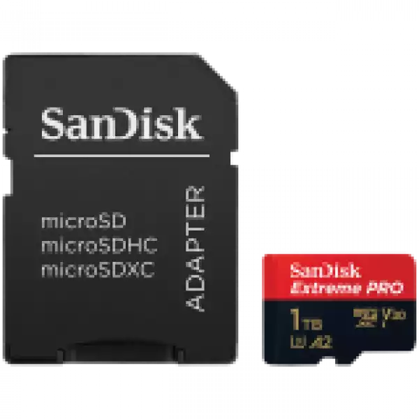 SANDISK Extreme PRO microSDXC 1TB + SD Adapter + 2 years RescuePRO Deluxe up to 200MB/s & 140MB/s Read/Write speeds A2 C10 V30 UHS-I U3