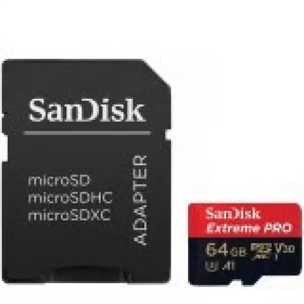 SANDISK Extreme Pro microSDXC 64GB + SD Adapter + Rescue Pro Deluxe 170MB/s A2 C10 V30 UHS-I U3