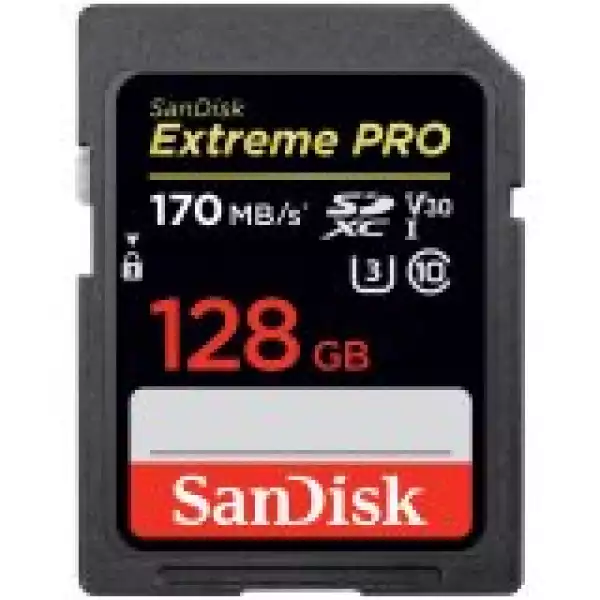 SanDisk Extreme Pro SDXC Card 128GB - 170MB/s V30 UHS-I U3;