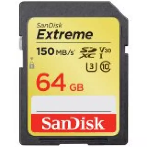 SANDISK Extreme SDXC Card 64GB 150MB/s V30 UHS-I U3