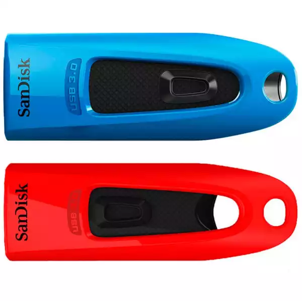 SANDISK Ultra 32GB, USB 3.0 Flash Drive, 130MB/s read - Twin Pack (Blue and Red)