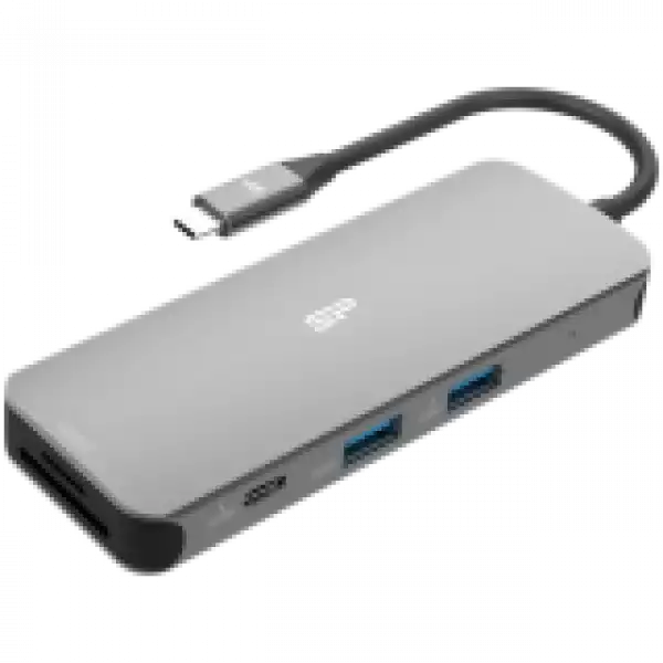 Silicon Power SR30 8-in-1 Docking Station USB C Hub with 4K@60Hz HDMI DisplayPort, 100W Power Delivery, 1 USB-C 3.2 Gen 1 port and 2 USB-A 3.2 Gen 1 ports, 1 Ethernet port, 2 SD/microSD card slots for iPhone 15/ MacBook Pro/ iPad Pro/ Steam Deck/ Rog