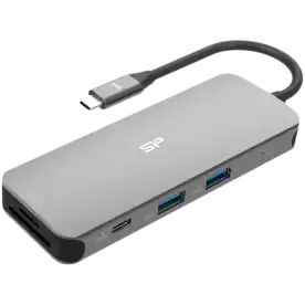 Silicon Power SR30 8-in-1 Docking Station USB C Hub with 4K@60Hz HDMI DisplayPort, 100W Power Delivery, 1 USB-C 3.2 Gen 1 port and 2 USB-A 3.2 Gen 1 ports, 1 Ethernet port, 2 SD/microSD card slots for iPhone 15/ MacBook Pro/ iPad Pro/ Steam Deck/ Rog