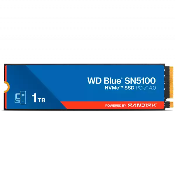 SSD WD Blue SN5100 1TB M.2 2280 PCIe Gen4 x4 NVMe QLC 3D, Read/Write: 7100/6700 MBps, IOPS 1000K/1300K, TBW: 600