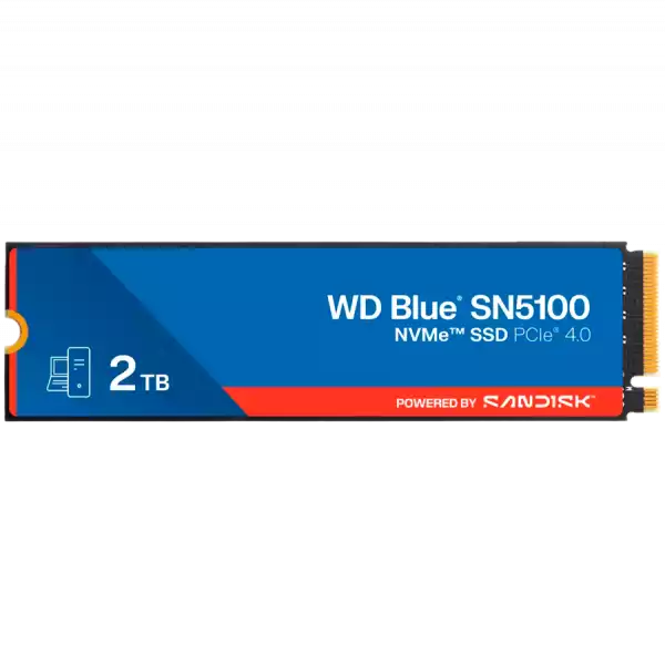 SSD WD Blue SN5100 2TB M.2 2280 PCIe Gen4 x4 NVMe QLC 3D, Read/Write: 7100/6700 MBps, IOPS 1000K/1300K, TBW: 900
