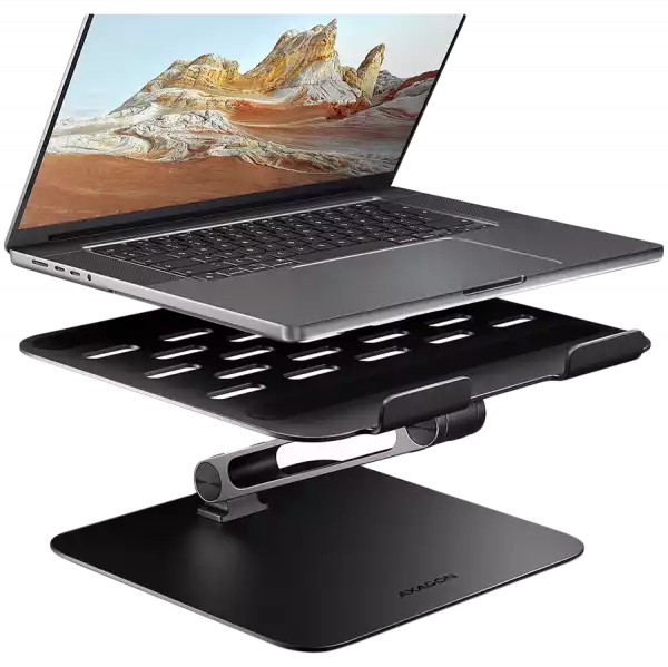 STND-LQB stand for notebooks and tablets. Aluminum HQ stand for laptops size 10-17.3. Adjustable height and angle. Black.