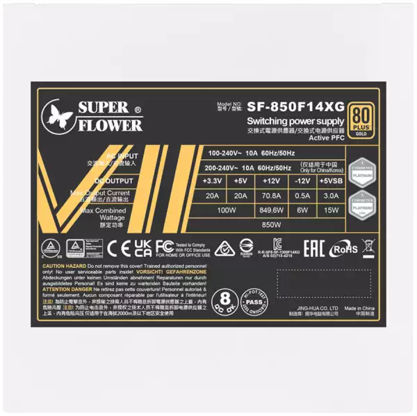 Super Flower Leadex VII XG 1300W ATX 3.1, 80 Plus Gold, Fully Modular, Flat White Cables, 140mm Fan, 150mmx150mmx86mm, White, 10 Year Warranty