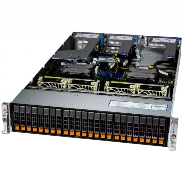 Supermicro assembled server based on AS-2125HS-TNR, 2x Genoa 9254 CPU, 24x 32GB DDR5-4800, 24x SSD 2.5