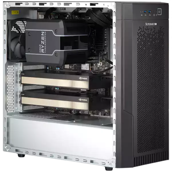 Supermicro assembled server based on AS-531AW-TC, Ryzen Threadripper PRO 7955WX, 2x 64GB DDR5-5600, SSD M.2 NVMe PCIe4 1TB, NVIDIA RTX PRO 5000 Blackwell PCIe 5 48GB, AOM-TPM-9672H-O, PWS-2K01-PQ, 4U Active CPU HS, CBL-PWCD-0925