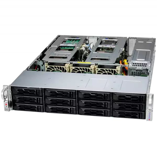 Supermicro assembled server based on SYS621C-TN12R, 2x 6530 2P CPU, 8x 64GB DDR5-5600, AOC-S3908L-H8IR-16DD-O, 4x HDD, 3.5