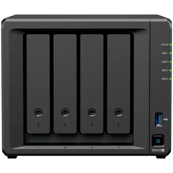 Synology DiskStation DS425+ Tower, 4-Bays 3.5'' SATA HDD/SSD, 2 x M.2 2280 NVMe SSD slot, CPU Intel Celeron J4125 4-core 2.0 GHz, 2 GB DDR4 non-ECC SODIMM, 1x RJ-45 2.5 GbE LAN, 1x RJ-45 1GbE LAN Port; 2x USB 3.2; 2.18 kg; 3yr warranty Synology DiskStation DS425+ Tower, 4-Bays 3.5'' SATA HDD/SSD, 2 x M.2 2280 NVMe SSD slot, CPU Intel Celeron J4125 4-core 2.0 GHz, 2 GB DDR4 non-ECC SODIMM, 1x RJ-45 2.5 GbE LAN, 1x RJ-45 1GbE LAN Port; 2x USB 3.2; 2.18 kg; 3yr warranty