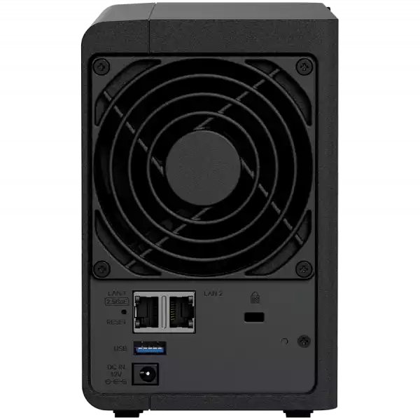 Synology DS225+, Tower, 2-bays 3.5'' SATA HDD/SSD, CPU Inte Celeron J4125 4-core (4-thread) 2.0 GHz, burst up to 2.7 GHz, 2 GB DDR4 non-ECC (expandable up to 6 GB), 1xRJ-45 1GbE LAN, 1xRJ-45 2.5 GbE LAN, 2xUSB 3.2 Gen 1, 1.3 kg, 3yr warranty