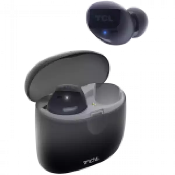 TCL In-Ear True Wireless Bluetooth Headset, Frequency of response 9-22K, Sensitivity 100 dB, Driver Size 5.8mm, Impedence 13 Ohm, Max power input 20mW, Playtime 6.5h/26h, IPX4, Bluetooth 5.0, A2DP, AVRCP, HFP, HS, USB-C, Color Phantom Black