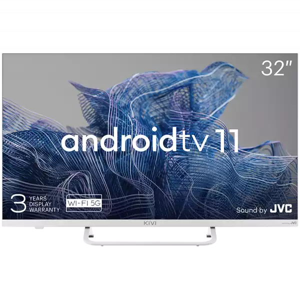 Телевизор KIVI 32', FHD, Android TV 11, White, 1920x1080, 60 Hz, Sound by JVC, 2x8W, 27 kWh/1000h , BT5.1, HDMI ports 3, 24 months