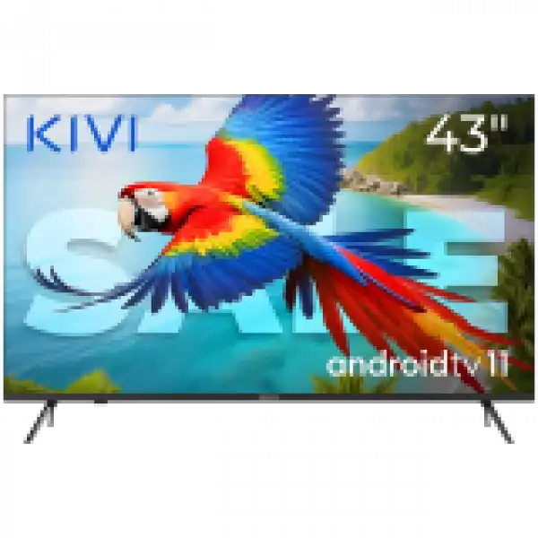 Телевизор KIVI 43', UHD, Android TV 11, Black, 3840x2160, 60 Hz, Sound 2x12W, 53 kWh/1000h , BT5.1, HDMI ports 4, 24 months