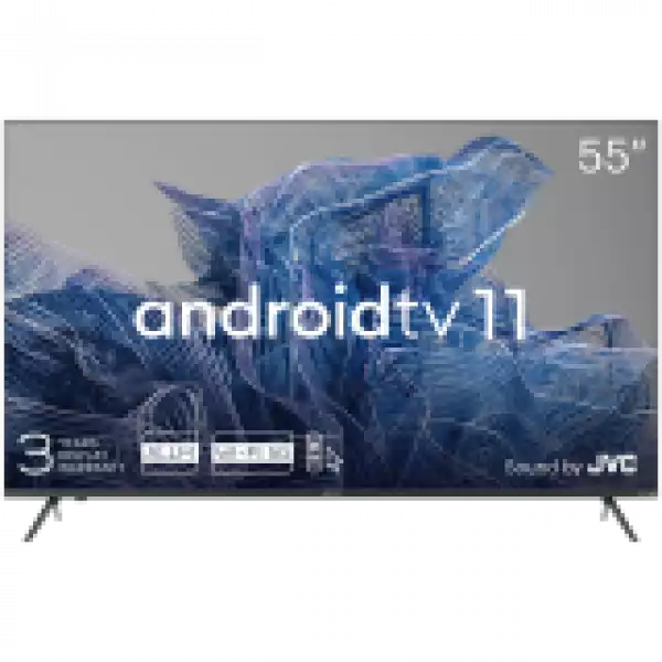 Телевизор KIVI 55', UHD, Android TV 11, Black, 3840x2160, 60 Hz, Sound by JVC, 2x12W, 83 kWh/1000h , BT5.1, HDMI ports 4, 24 months