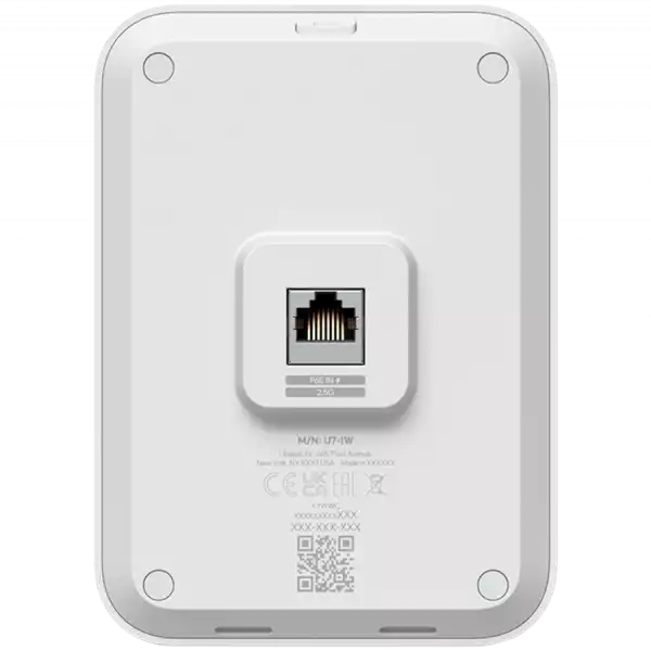 Ubiquiti UniFin U70IW Wall mounted WiFi 7 AP with 4 spatial streams and an integreated 2.5GbE PoE switch desined for hospitality enviorments
