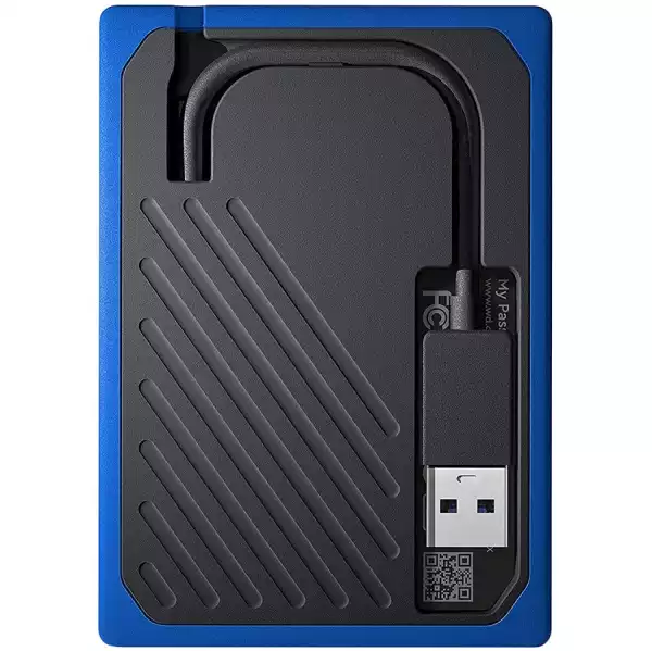 WD 1TB My Passport Go - Portable SSD, up to 400MB/s, 2-meter drop protection - Black w/ Cobalt trim
