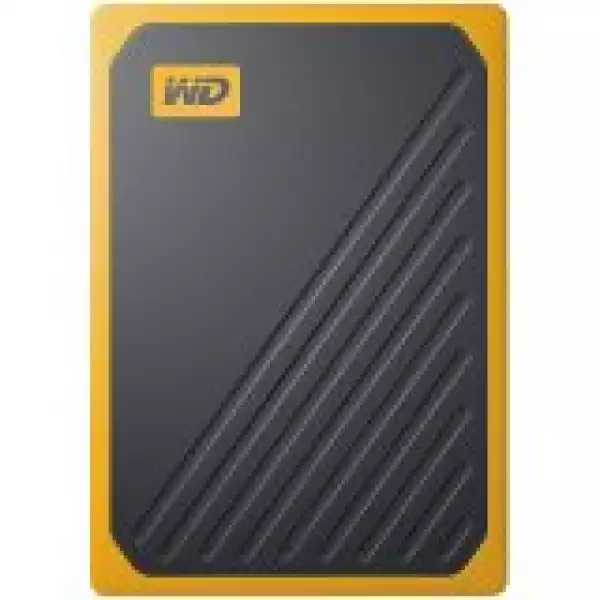 WD 500GB My Passport Go - Portable SSD, up to 400MB/s, 2-meter drop protection - Black w/ Amber trim