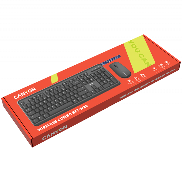 CANYON SET-W20 EN/BG Keyboard+Mouse Velvet Wireless Black