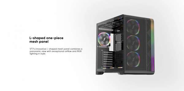 1stPlayer кутия Case ATX - VT7-BK - USB-C, Mesh, A-RGB