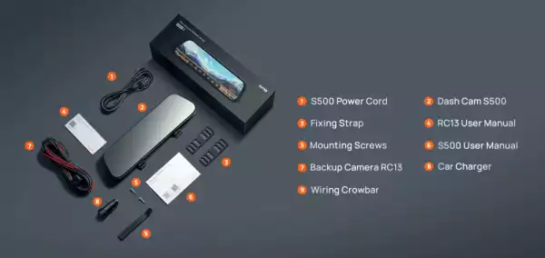 70mai комплект огледало и камера за задно виждане видеорегистратор Rearview Dash Cam 3K HDR Set - S500