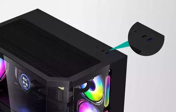 Aigo кутия Case mATX - FT418 Black - 6 x 120 mm A-RGB fans included
