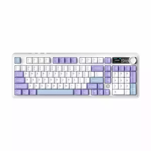 Ajazz геймърска механична клавиатура Wireless Gaming Mechanical Keyboard AK980 V2 - Gift Switch [Linear] (English US), Purple, White, Blue