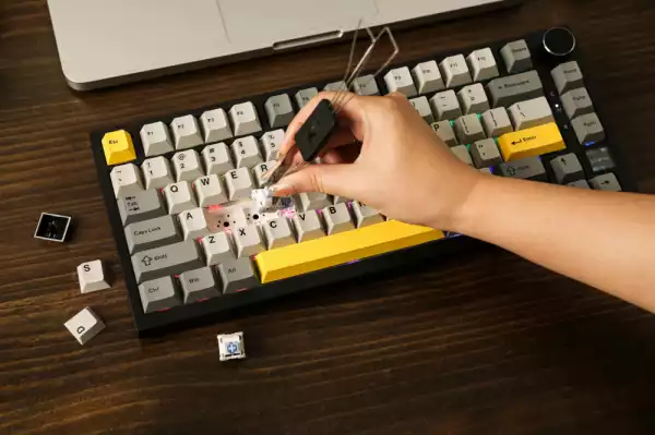 Ajazz геймърска механична клавиатура Wireless Gaming Mechanical Keyboard AK820 PRO - Gift Switch [Linear] (English US), Black, Gray